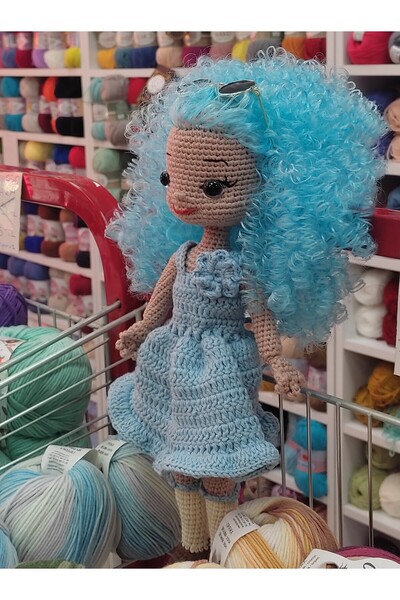 Kevser nur tuhafiye Amigurumi mavi saçlı bebe