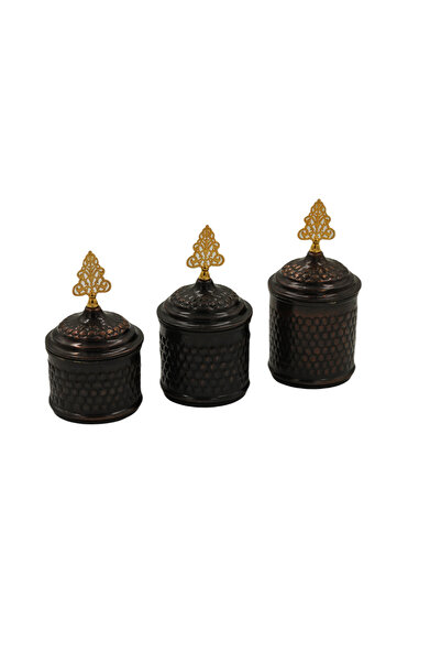 ANTEPSEPETİ Copper Antique 3-Piece Spice Rack