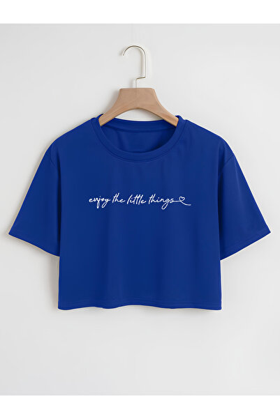 Ginevra Tricou Crop oversize imprimat Enjoy Little Things pentru damă