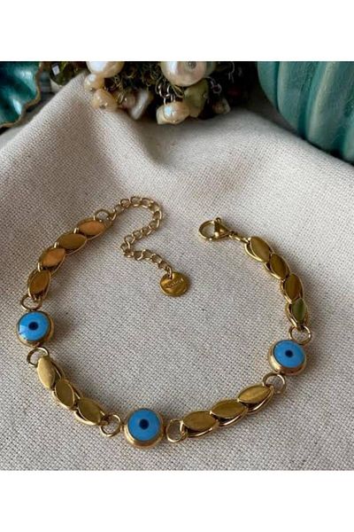 Accessories Barley Model Evil Eye Beaded Steel Bracelet