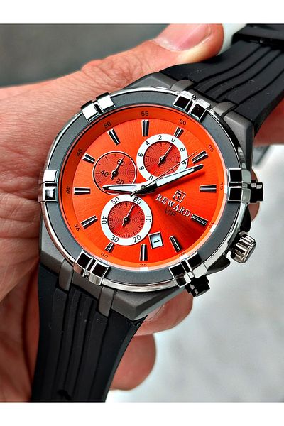 Reward Black Silicone Sports Men's Wristwatch - Functions Active + Bracelet Gift