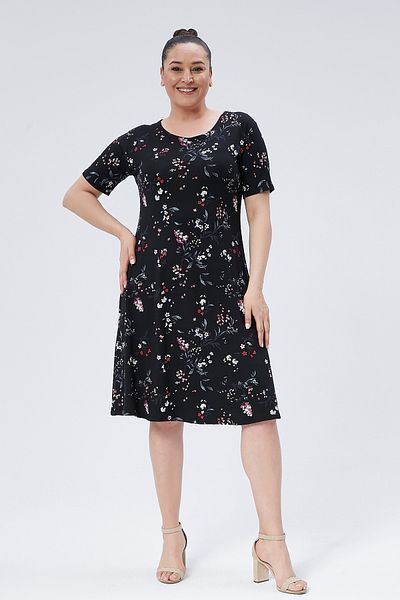 BEĞENDİM Floral Patterned Viscose Basic Short Sleeve Dress
