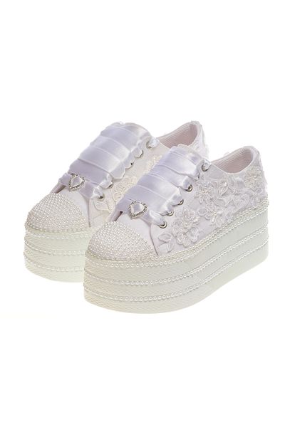 Ayakkabı Tutkusu Stilo ® Elegant White Sports Bridal Shoes: Quality Decorated with Appliques