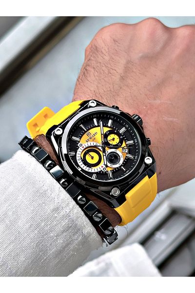 Reward Black Silicone Men's Wristwatch - Stylish Sports String, Bracelet Gift