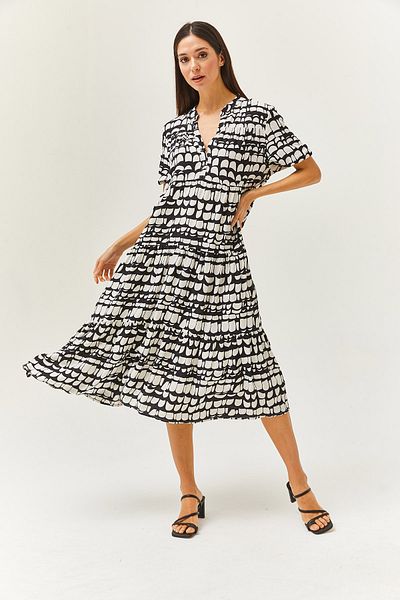 Pulli Collection Rochie midi cu model 100% viscoză sezon nou