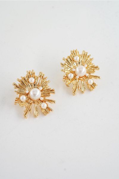 By Zeyna Aksesuar Women's Special Design Present Earrings with Pearls