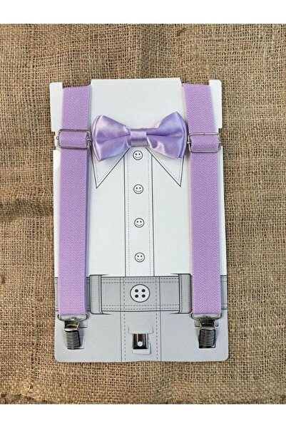 NEKİBUKİ Lila Çocuk Pantolon Askı Papyon Seti 2-10yaş
