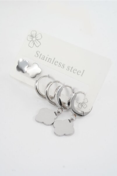 By Zeyna Aksesuar طقم أقراط نسائي من الفولاذ المقاوم للصدأ 316 لتر غير مشوه م...