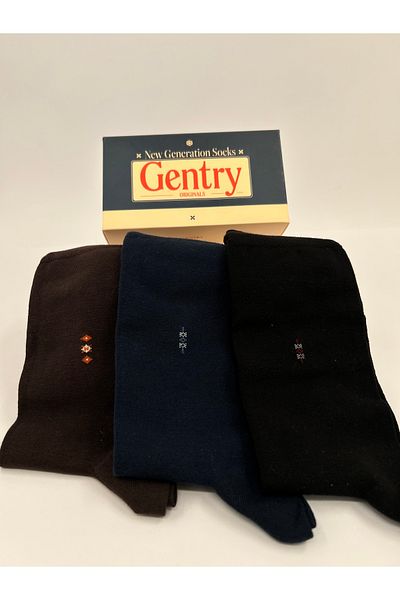 gentry Класически мъжки чорапи с подаръчна кутия | Безшевни пръсти | Подсилена пета | Комплект от 3