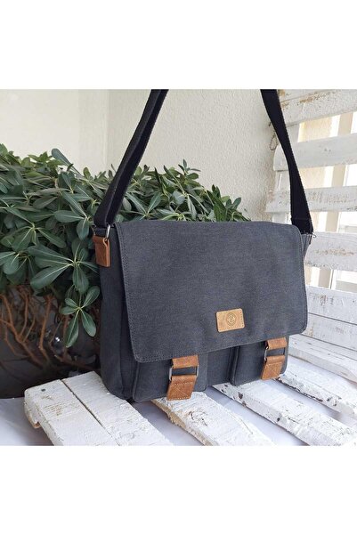 QUB CLUB Unisex Kanvas Su Geçirmez Postacı Iş Okul Evrak Laptop Notebook Çant...