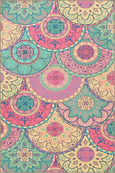 Rugs Modern Halı Covor decorativ modern cu model de disc în tonuri de roz 4423