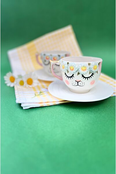 MAMALİZA Espresso Bunny 2-Piece Porcelain Cup Set - Handmade