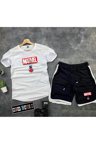 NewCabin Новий сезон тенденція Marvel з принтом тонкий приталений овальний виріз футболки інтерлок тканина сортування 2 шт