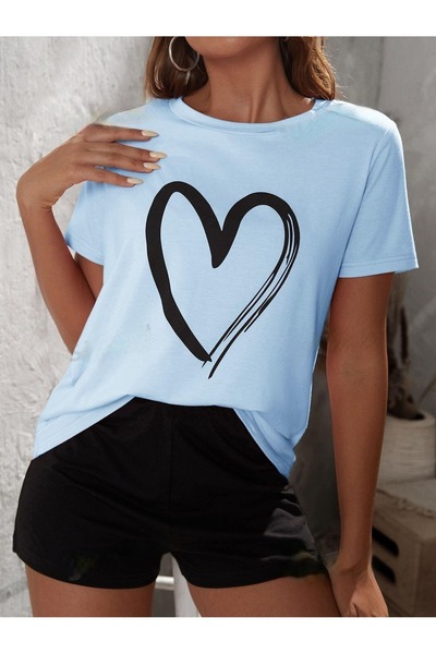 over head oh Set de tricou cu pantaloni scurți oversize cu imprimeu inimă alb...