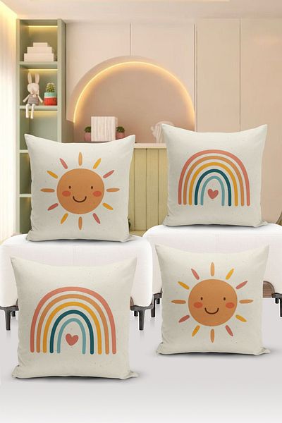 Bertille Home Set of 4 Digital Printed Double Sided Children's Baby Throw Pillow Covers