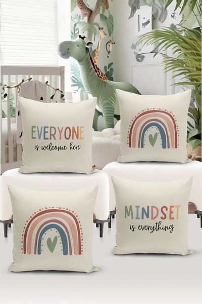 Bertille Home Set of 4 Digital Printed Double Sided Children's Baby Throw Pillow Covers