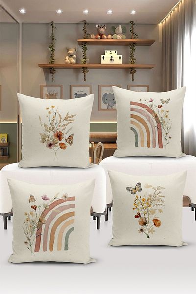 Bertille Home Child Baby Double-Sided Digital Printed 4-Piece Cushion Cover Set (Kids Children Cushion Cover)
