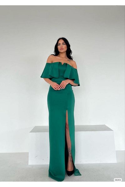 rengamoda Slit Scuba Fabric - Carmen Collar Women's Evening Dress, New Season (Color)