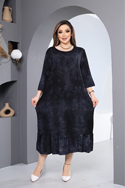 HÜLYA BUTİK WOMEN'S BLACK BOTTY PATTERNED SKIRT DRESS