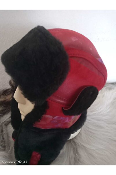 hoaryage Καπέλο πιλότου από 100% γνήσιο δέρμα προβάτου