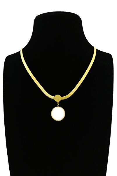 Limezon قلادة سلسلة إيطالية من الفولاذ - تصميم ميدالية مرصعة باللؤلؤ