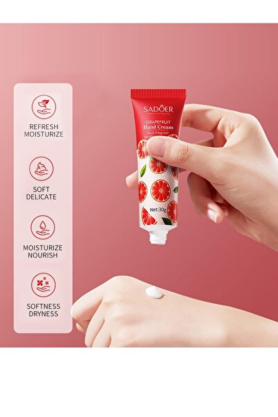 SADOER ® Greyfurt Canlandırıcı El kremi | Meyve kokulu, yumuşak ve nemli | 30g