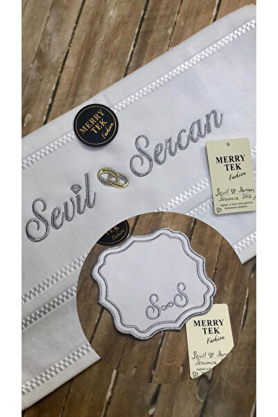 MERRY TEK İsimli Söz Damat Havlusu Damat Kahve Sunum Peçetesi Söz Nişan Düğün...