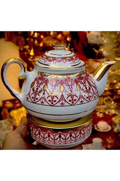 DUKKANI ISTANBUL إبريق الشاي والغلاية الخزفية باللون الأحمر DanteL