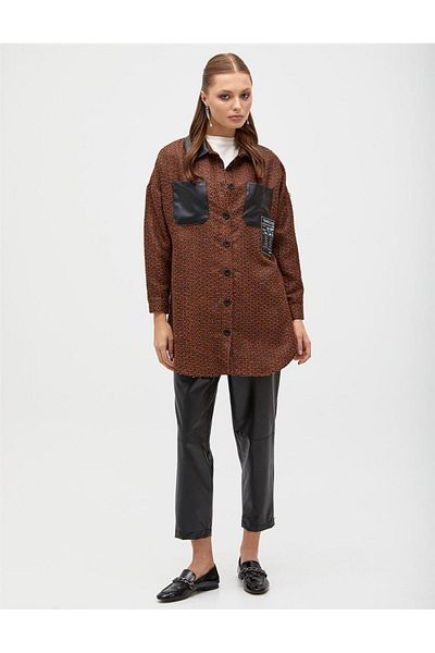 Kayra Faux Leather Garnished Tile Tunic