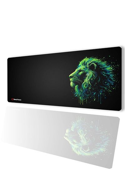 SonicTouch لوحة ماوس ألعاب UltraGrand باللونين الأسود والأخضر النيون بدون خياطة مقاس Xxl مقاس 40 × 90 سم