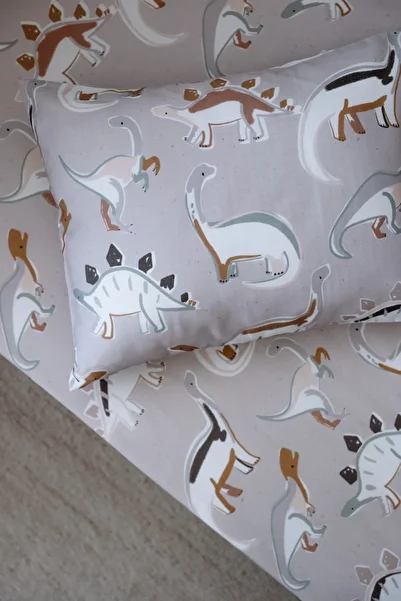 NOU Organic Single Fitted Sheet Set with Dinosaur - Dinosaurs