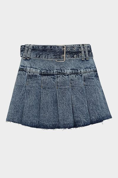 Açelya Okcu Fustă plisată Snow Wash Fustă mini de damă Jean