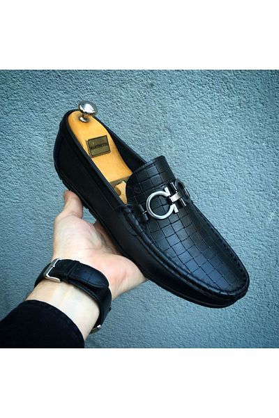 Martinetto GENUINE LEATHER BLACK LOAFER DAILY MEN'S SHOES GÇATK030424