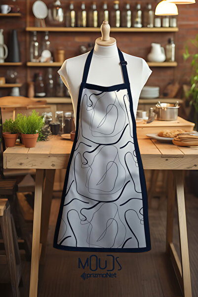 Moud's Suede Fabric Omegu 4 Patterned Kitchen Apron, Cook Apron, Waiter Apron...