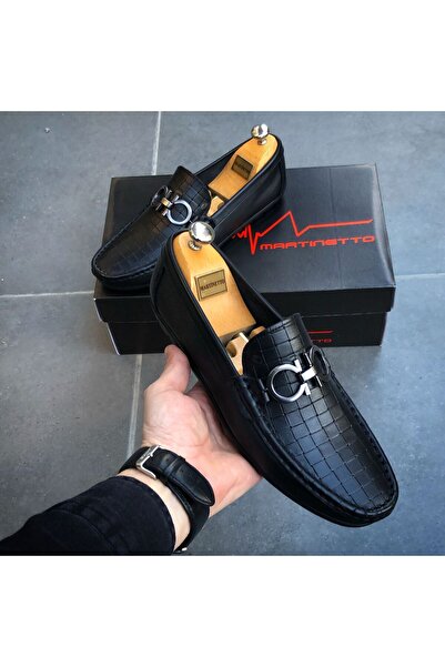 Martinetto Истинска кожа черни мокасини ежедневни мъжки обувки GÇATK030424