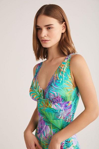 Kom Costum de baie cu decolteu în V, căptușit cu model LaPamelaca, acoperit detașabil