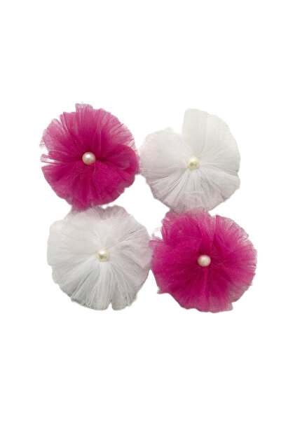 NFzzTakı دبوس شعر مطاطي من التول للأطفال بتصميم زهور خاص لـ 23 أبريل - أبيض و...