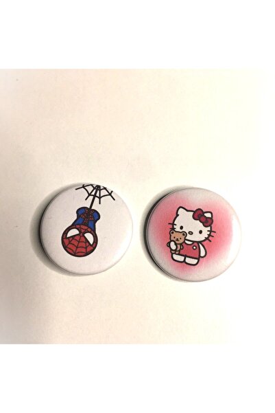 Nurmurs örümcek adam ve hello kitty rozet seti 2'li
