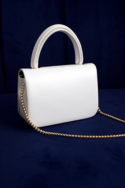mossi Beyaz Zincir Askılı Kadın Omuz Çantası