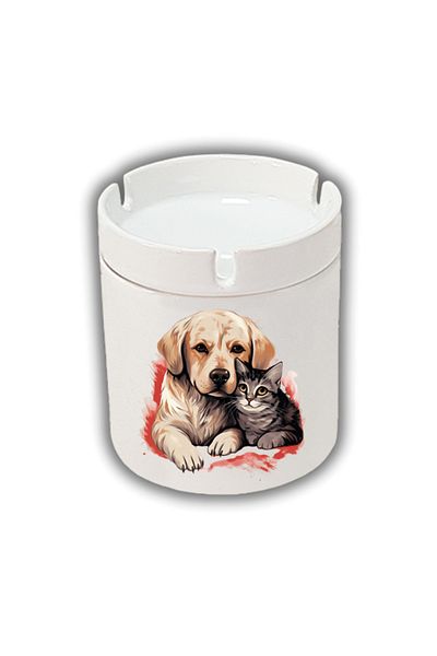 lili hediyelik Τασάκι με τυπωμένο τασάκι Cat Dog Friendship