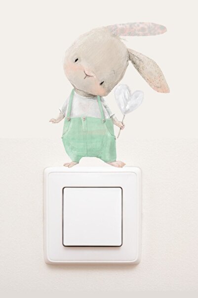 KanvasSepeti Socket Green Overalls Rabbit Decorative Socket Sticker