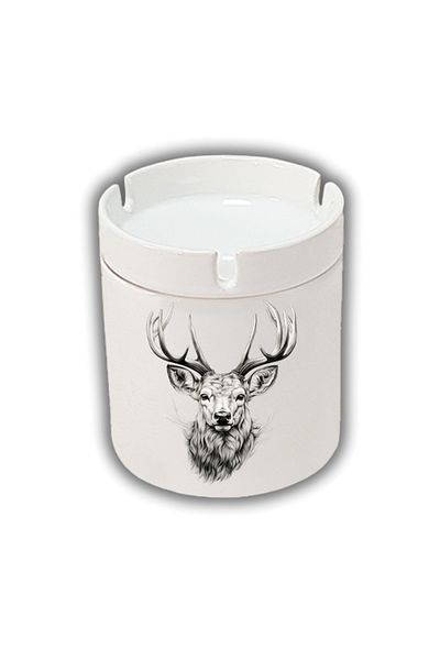lili hediyelik Charcoal Deer Printed Ashtray Ash Tray