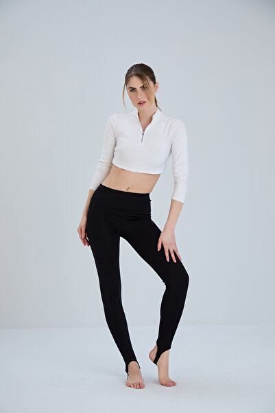 Thin Shop Black, Elastic Cuffed Riding Tights, Ballet Tights, Casual, , Firming