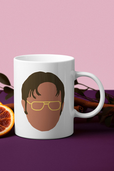 qoeuyl boutique كوب مطبوع عليه وجه مكتب Dwight Schrute