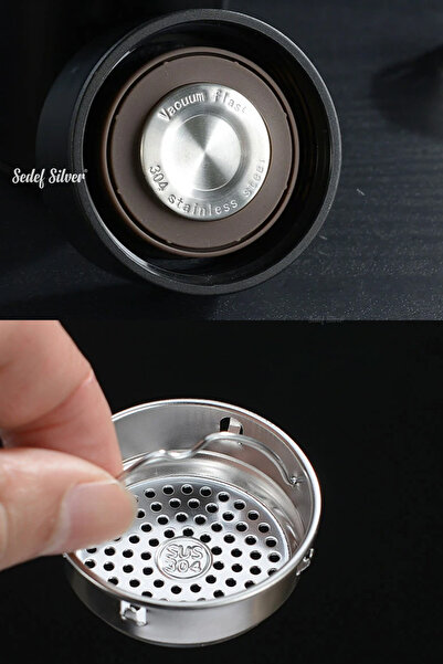 SEDEF SİLVER 450 mL Steel Thermos with Graded Lid - Office, Camping, Student, Small Thermos Cup