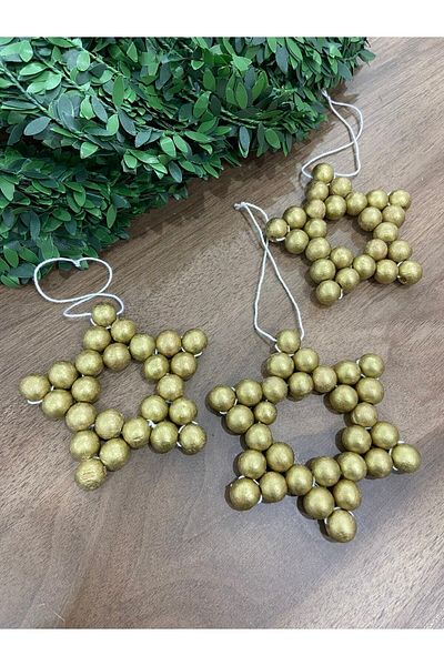 OZN TUHAFİYE Χειροποίητο Ξύλινο Αστέρι 3 τεμαχίων Χριστουγεννιάτικο Στολίδι Πεύκο 30gld