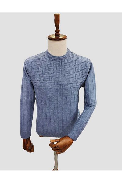 Sarar Patterned 0 Collar Interview Sweater
