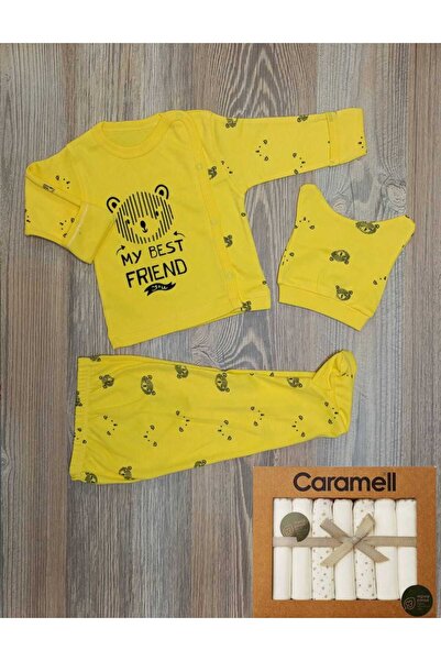 Caramell Bebek Soft Girl Penye Ağız Mendili Hediyeli Kendinden Eldivenli Şapk...