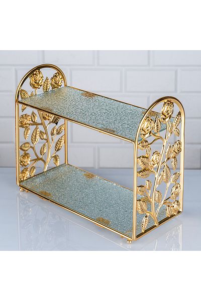 Hinora 2 ορόφων Frosted Glass Rack Presentation Organizer Κουζίνα Μπάνιο Organizer Βάση παρουσίασης 30x14cm