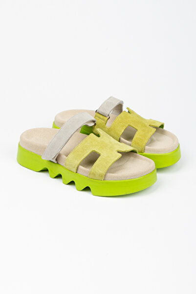 PASSAGE SHOES Women's Genuine Leather Suede Banded Slippers 6251